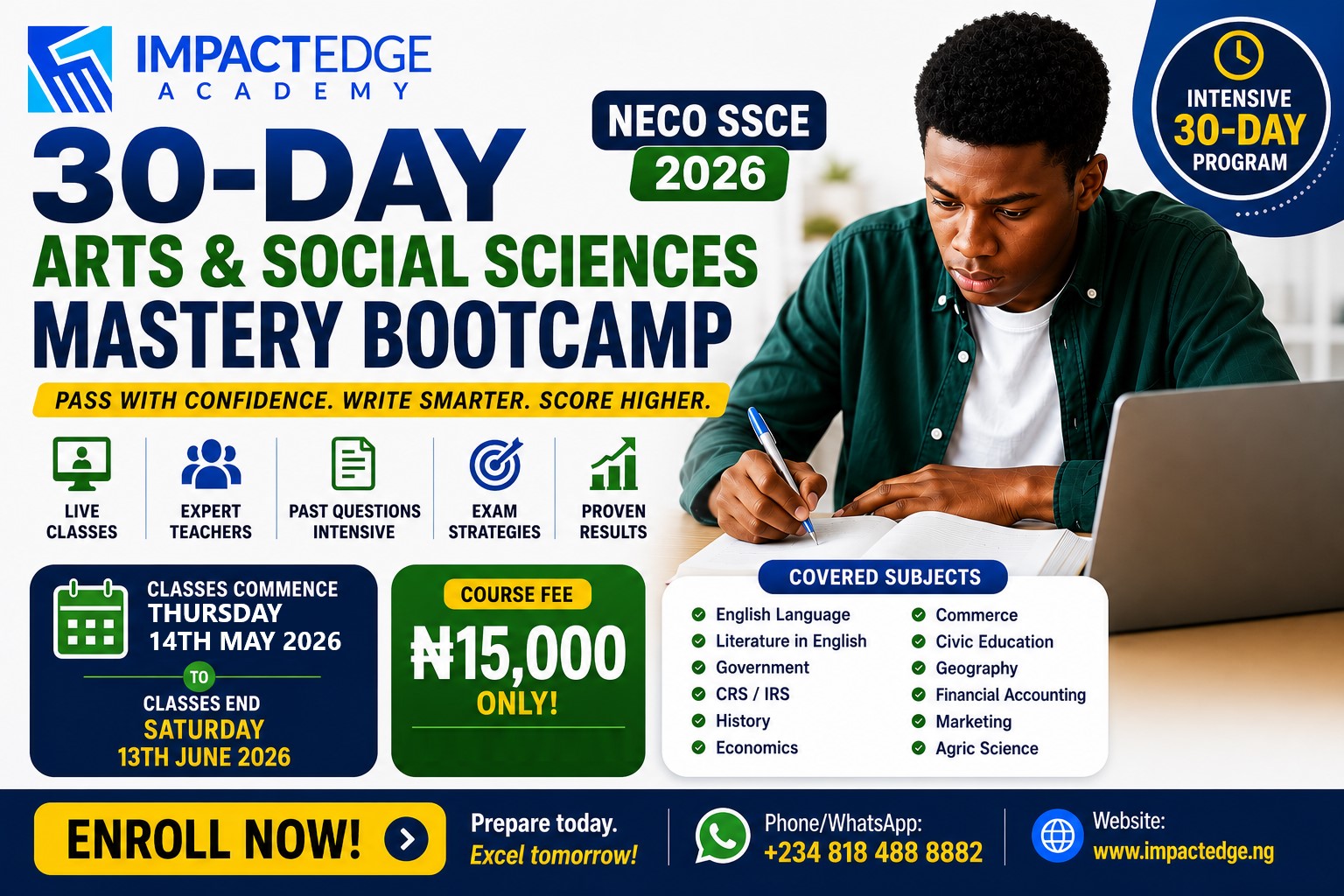NECO SSCE 2026: 30-Day Arts & Social Sciences Mastery Bootcamp